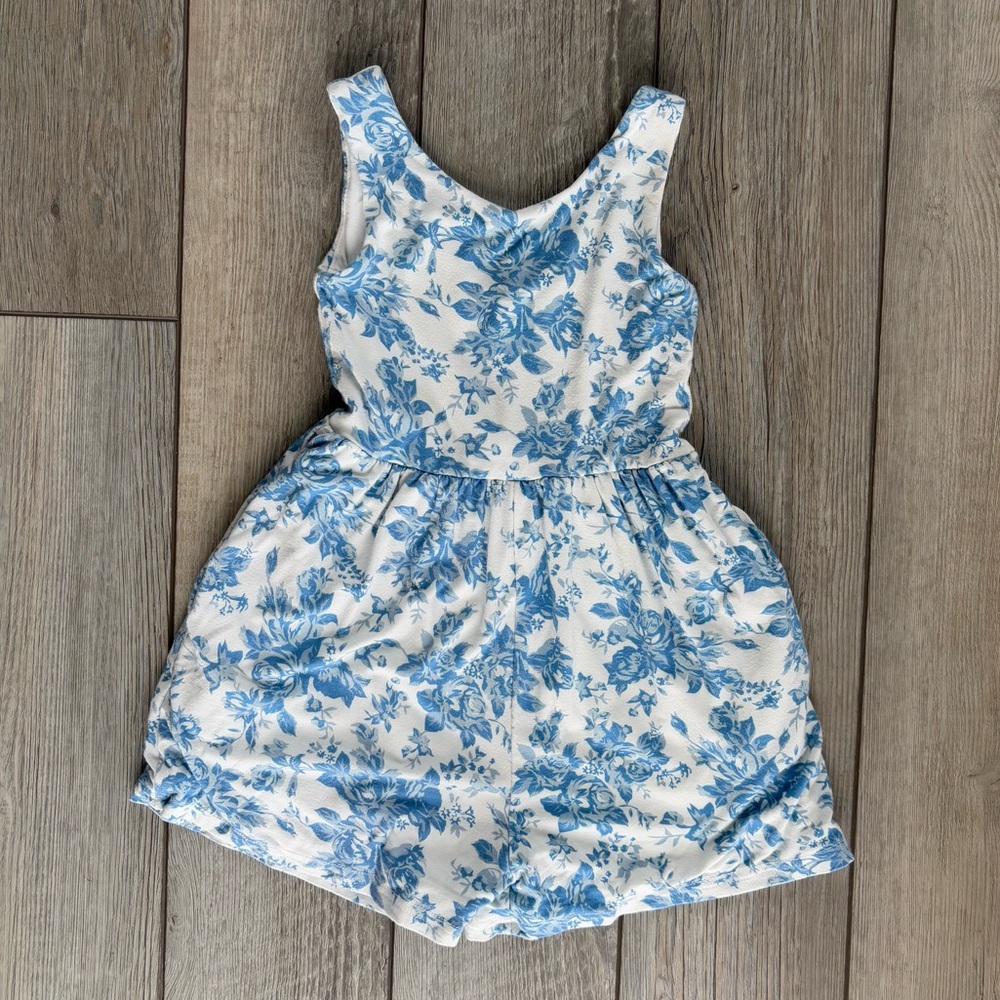 SweetHoney Blue and White Floral Romper